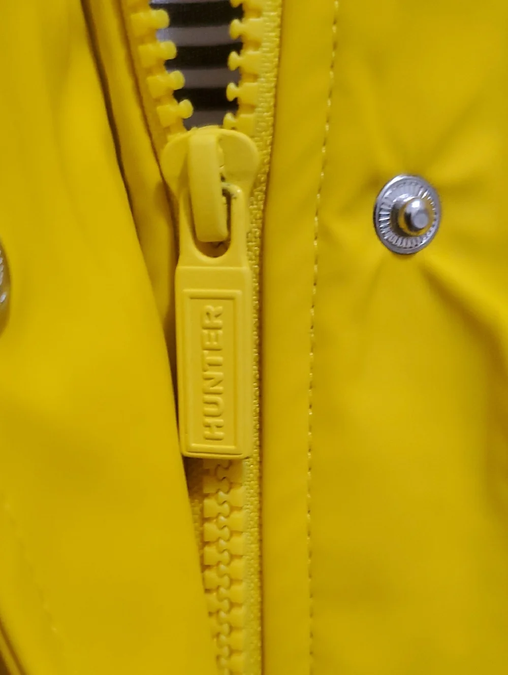 Hunter Kids Yellow Raincoat with Black & White Striped Lining